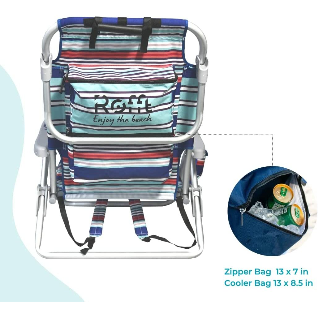 ROFFT - Beach Chair Folding Reclining Backpack, 6 Positions Lay Flat, Short