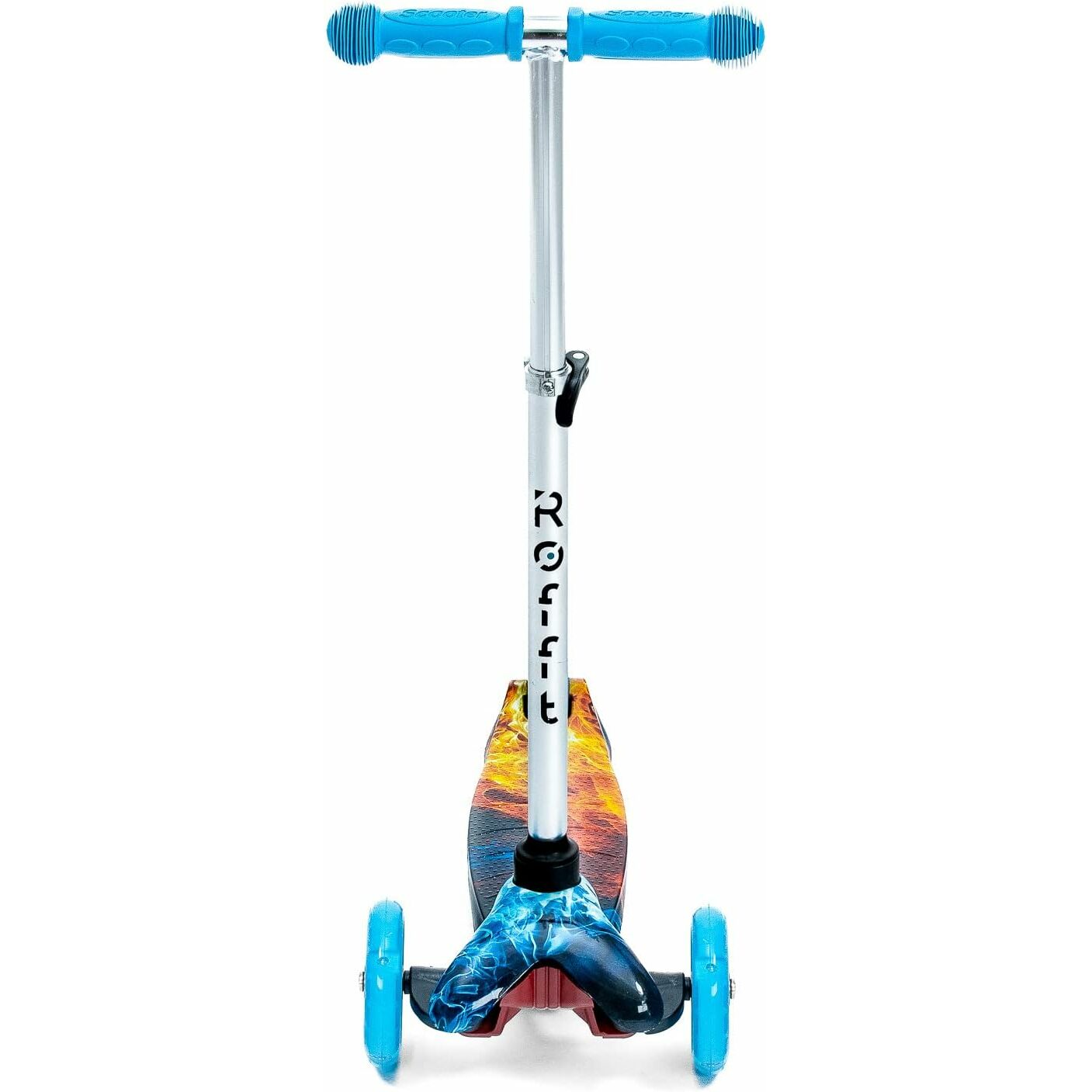 ROFFT - Kick Scooter, Lean-to-Steer LED 3 Wheel, Kids Ages 3-5, Graffiti Fire