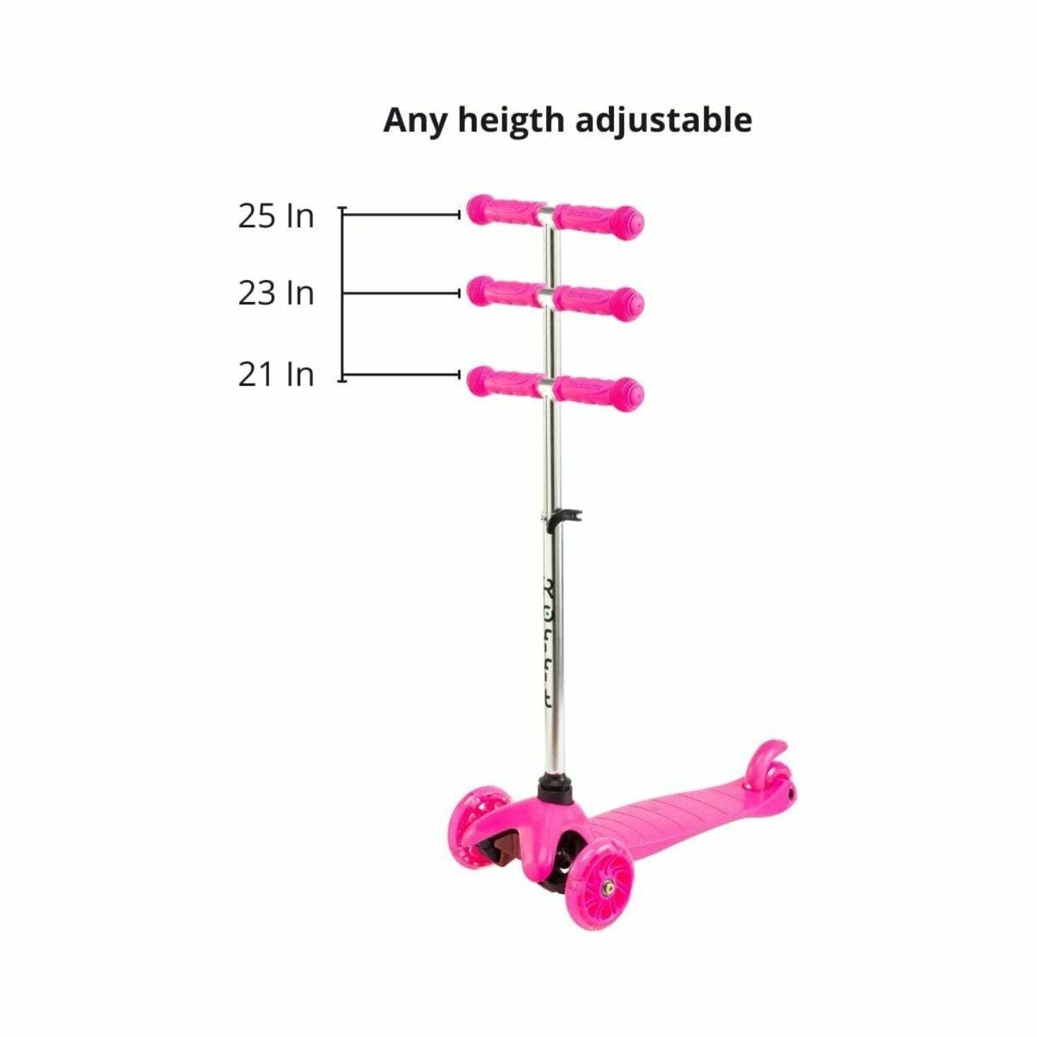 ROFFT - Kick Scooter, Lean-to-Steer LED 3 Wheel, Kids Ages 3-5 Pink