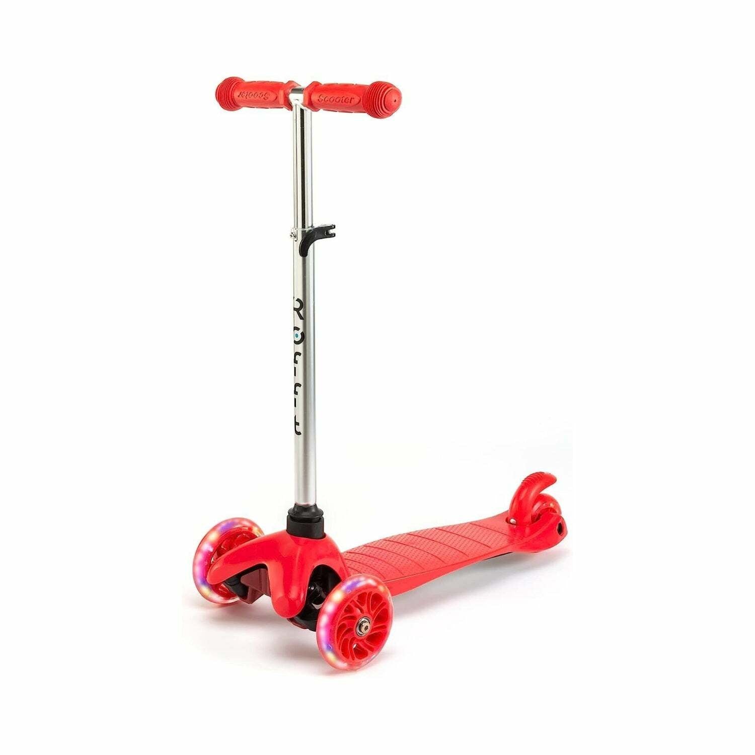 ROFFT - Kick Scooter, Lean-to-Steer LED 3 Wheel, Kids Ages 3-5 Red