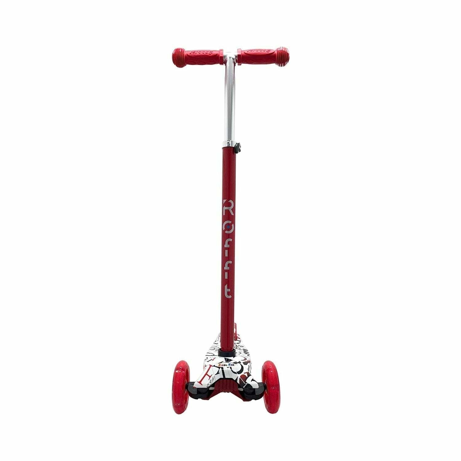 ROFFT - Kick Scooter Maxi, 3 Wheel, Lean-to-Steer, LED, Kids Ages 6-12 Graffiti Red