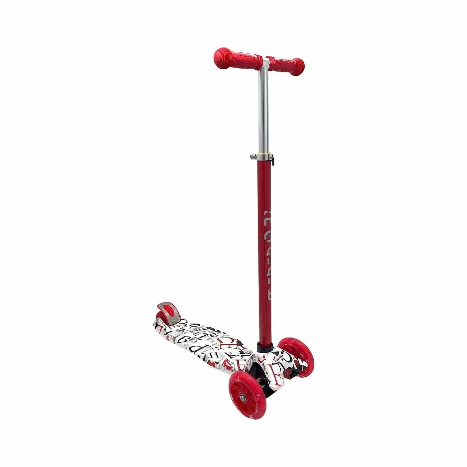 ROFFT - Kick Scooter Maxi, 3 Wheel, Lean-to-Steer, LED, Kids Ages 6-12 Graffiti Red