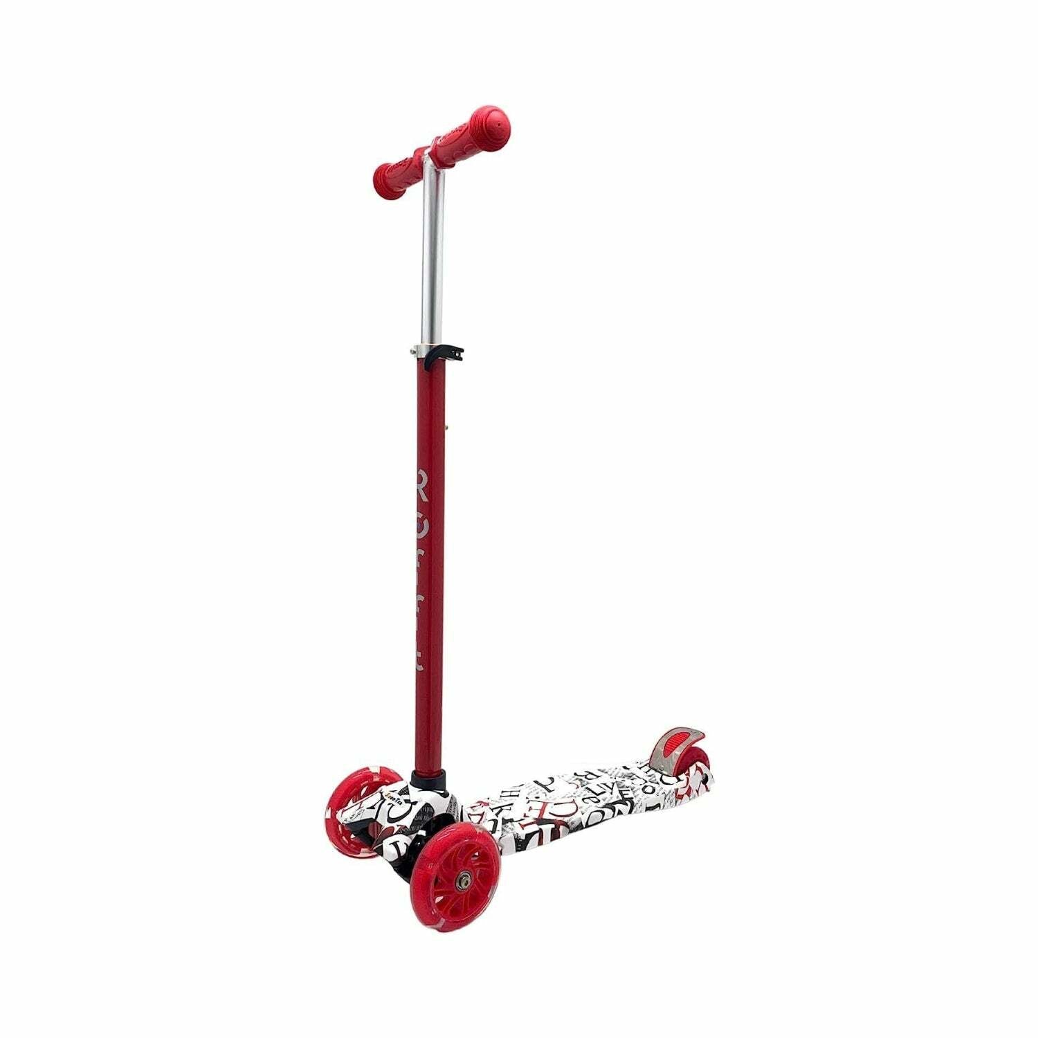 ROFFT - Kick Scooter Maxi, 3 Wheel, Lean-to-Steer, LED, Kids Ages 6-12 Graffiti Red