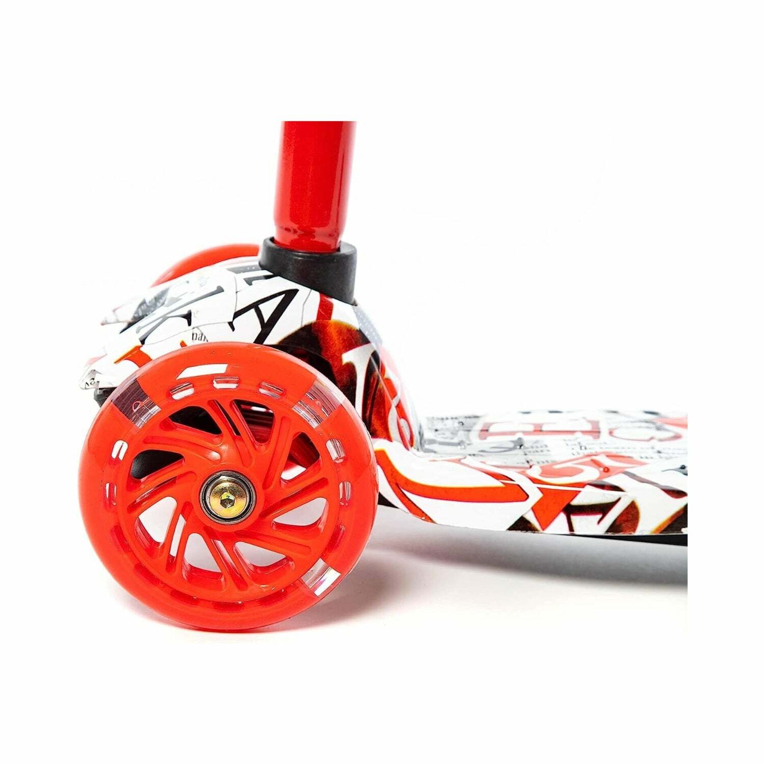 ROFFT - Kick Scooter Maxi, 3 Wheel, Lean-to-Steer, LED, Kids Ages 6-12 Graffiti Red