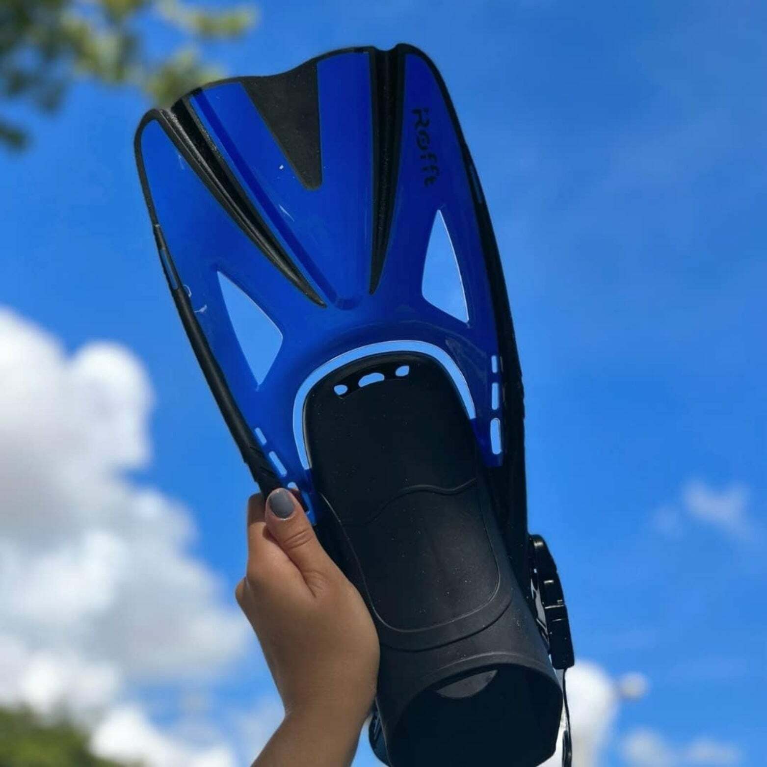 ROFFT Adjustable Long Floating Fins - Perfect for Snorkeling, Swimming, Diving, Adult Unisex, Blue