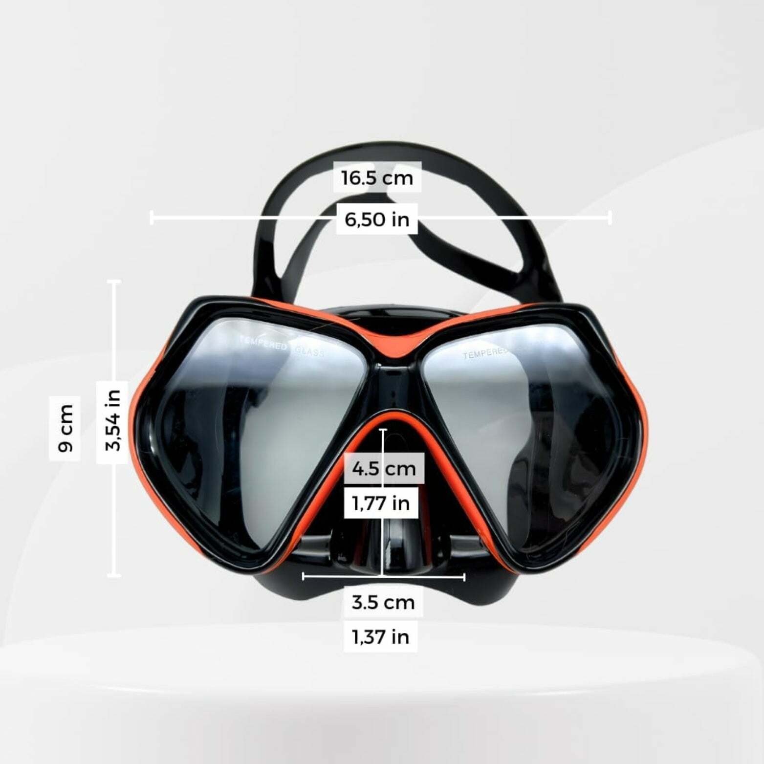 ROFFT Adult Snorkeling Set with Anti-Fog Tempered Glass Mask and Easy-Carry Bag - Black