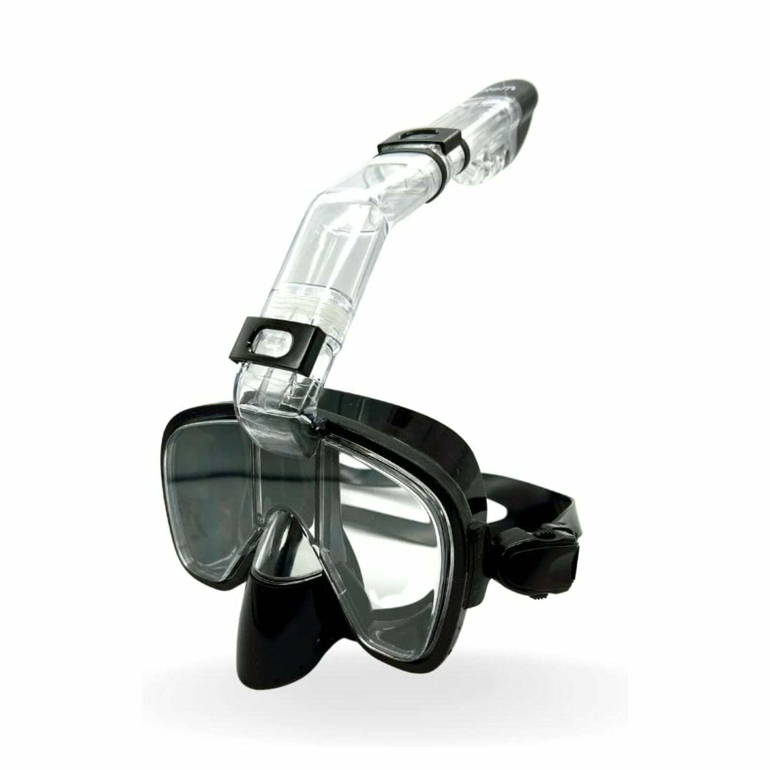 ROFFT Black Snorkel Mask - Foldable Dry Top Design with Anti-Fog, Leak-Proof Technology and Camera Mount, S/M - Black