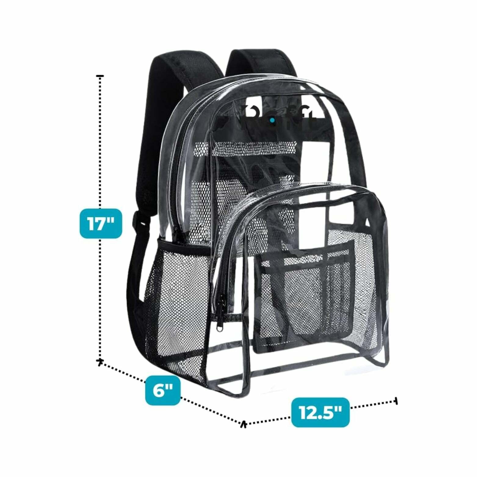 ROFFT Large Clear Backpack - Durable PVC with Reinforced Straps and Multiple Pockets, Black