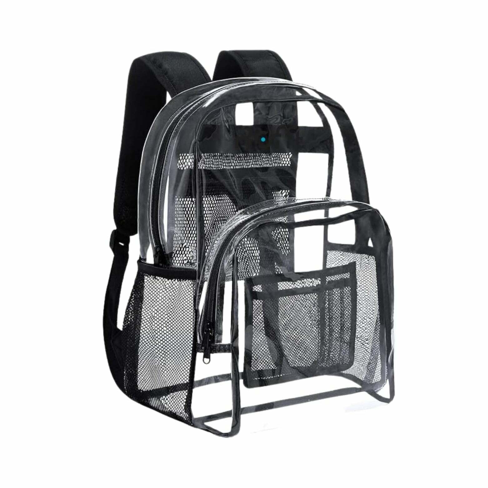 ROFFT Large Clear Backpack - Durable PVC with Reinforced Straps and Multiple Pockets, Black