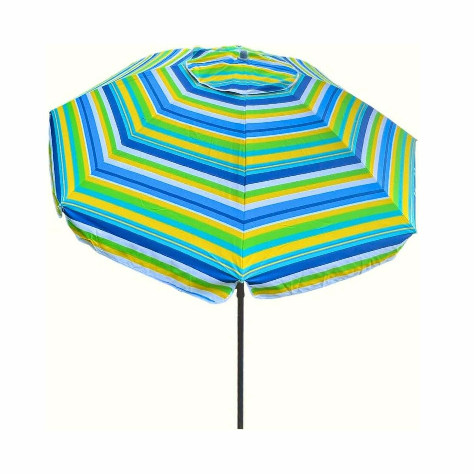 ROFFT Sturdy Beach Umbrella with UV Protection and Windproof Design - 6.5 Ft Coverage, Steel & Aluminum Pole, Tilt Adjustment- Green Stripes