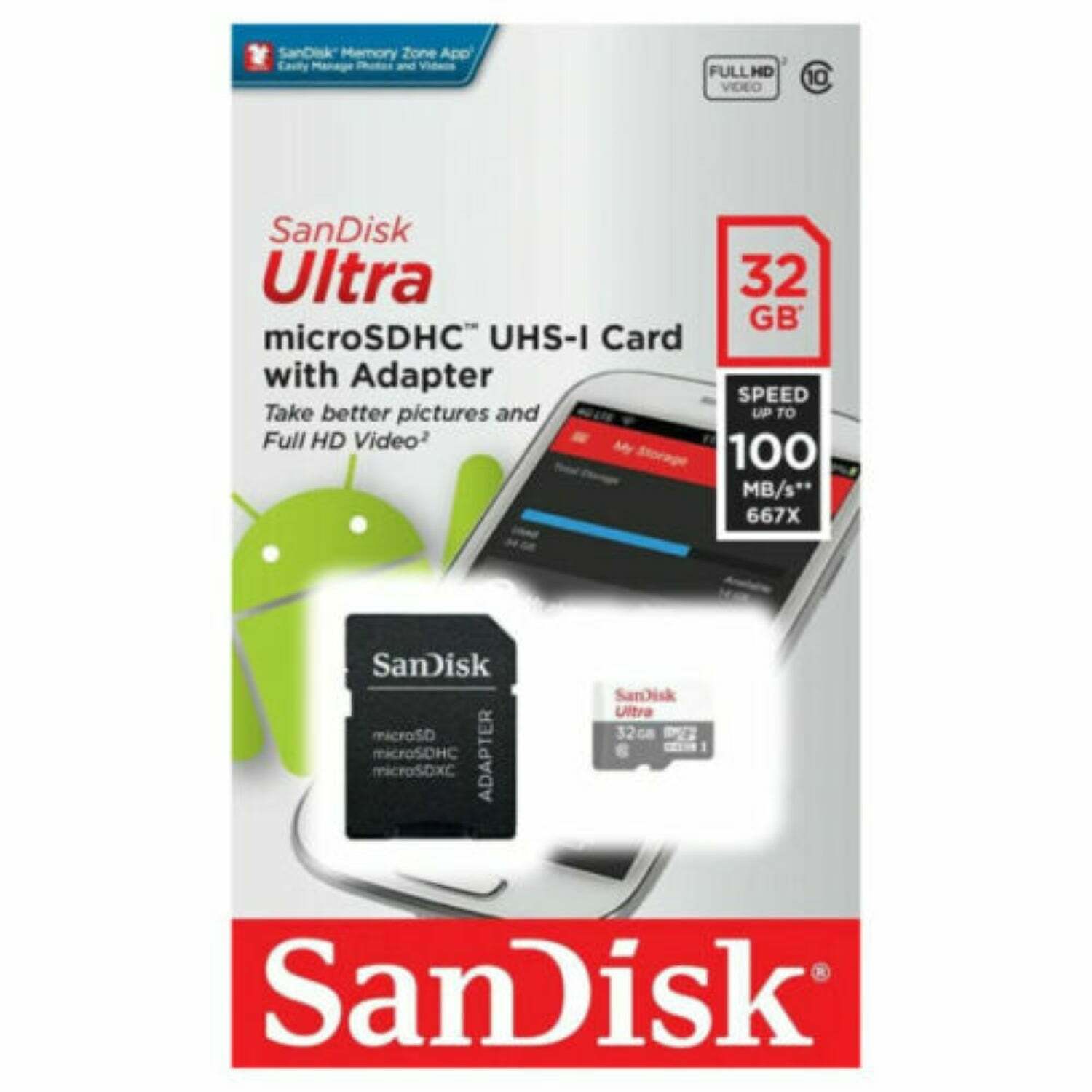 SanDisk Ultra 32GB 100MB/s Class 10 microSDHC Memory Card